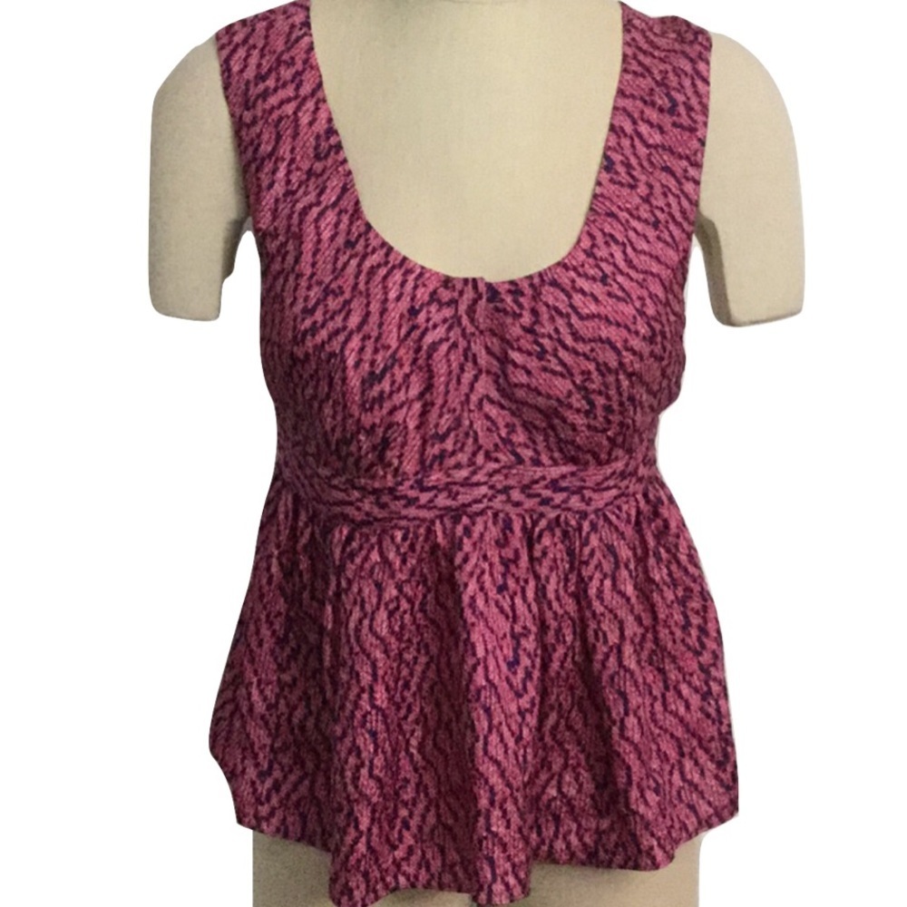 Nwt See By Chloe Silk Babydoll Top 6 Pink & Black